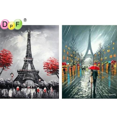 DPF DIY 5D full Round Diamond Embroidery Mosaic Home Decor Romantic Tower Diamond Painting Magic Cube Cross Stitch Art Crafts