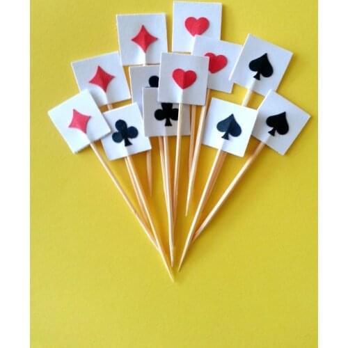 Casino Poker Cards cupcake toppers wedding cocktail Party Food Picks birthday toothpicks bridal showers cake topper