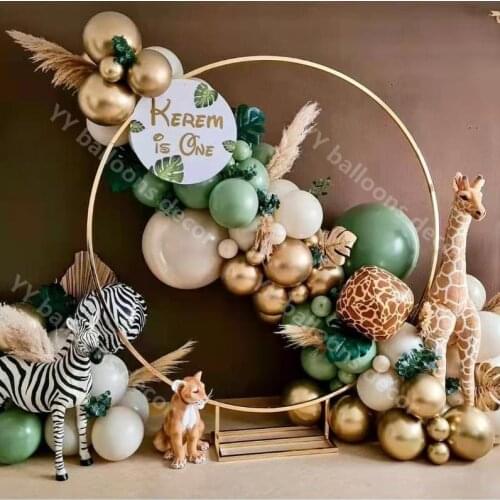 Balloons Garland Garland Arch DIY Global Retro Green Animal Pattern Kit Metal Gold Balloons Wedding Birthday Baby Shower Decor