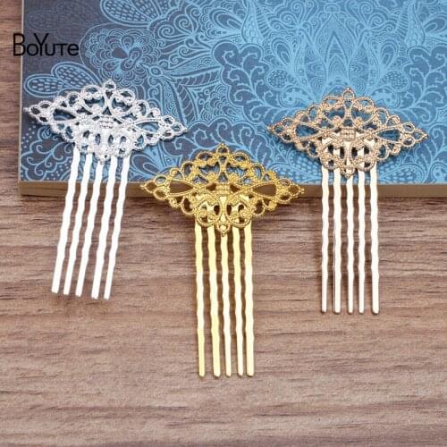 BoYuTe (10 Pieces/Lot) Metal Filigree Flower Welding 5 Teeth 15*50MM Hair Comb Diy Palace Tiara Hair Jewelry Accessories
