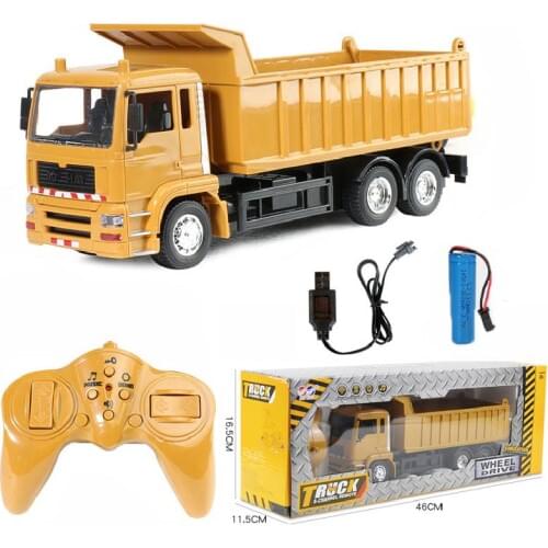 Rc Cars Dump Truck Vehicle Toys For Children Boys Xmas Birthday Gifts Yellow Color Transporter Engineering Model Beach Toys