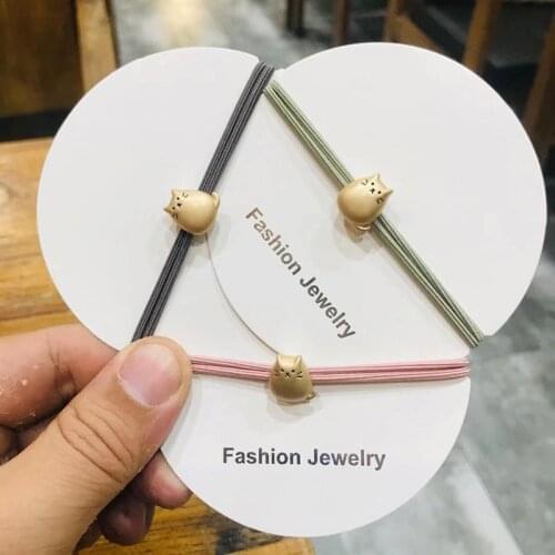 Korean Style Hot Selling New Arrival Lovely Alloy Carton Cats Hair Band for Student Girls Hair Rope High Elastic Hair Rings Gift