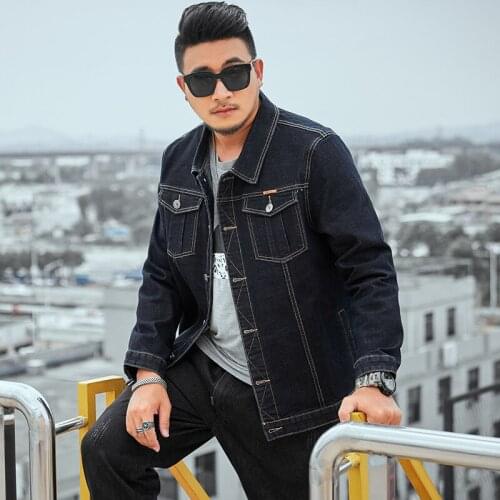 LFSZY Denim Jacket Men Mens Large size M-7XL 8XL Mens New Denim Lacket Loose Simple Solid color Denim jacket Jeans For Men