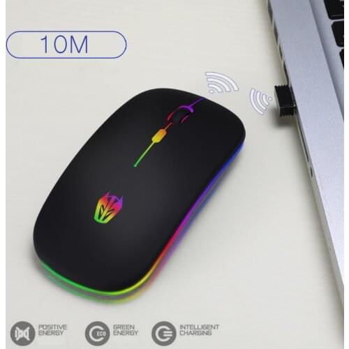 2.4GHz Wireless Mouse Colorful Breathing Light Mice Rechargeable 1600 DPI Game Mouse for PC Laptop Notebook 2021