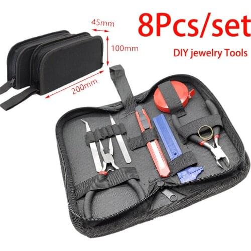8Pcs/set Jewelry Making Tool Kits Pliers Set With Round Nose Plier Side Cutting Pliers Beading Tweezers Ring Package Wholesale