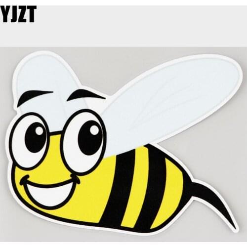 YJZT 13.7CM×10.5CM Decal Smile Lovely Bee Cartoon PVC Car Sticker 11C-0124