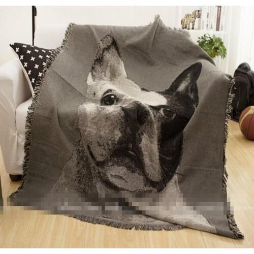 Cotton thread lovely black&white animal bull dog throw single size retro&nostalgic sofa одеяло blanket bedspread free shipping