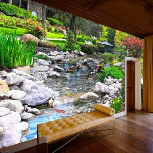 Custom Photo Wall Paper 3D Park Green Plant Creek Nature Landscape Wall Painting Living Room Bedroom Background Mural Wallpape