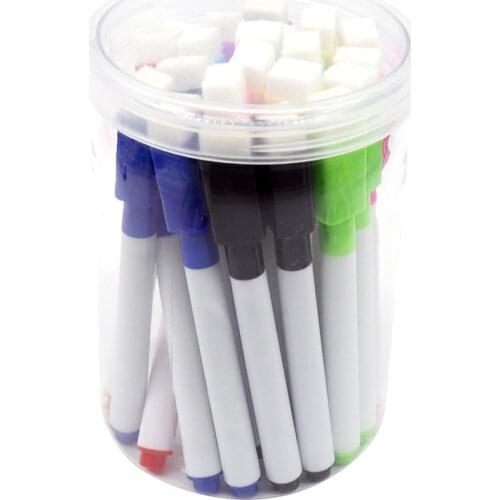 PPYY-24 Pck of Erasable Whiteboard Pens with Tape Brushes 8-Color Ink Buckets Childrens Drawing and Writing Pens