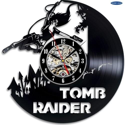 Tomb Raider Gift Wall Clock Vinyl Record Art Decor Vintage reloj,wall clock saat alarm clock reloj large wall clock duvar saati