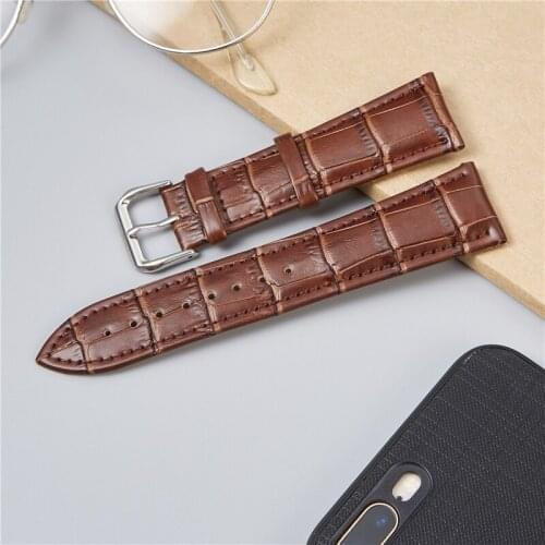 Classic Embossed Genuine Leather Watchbands Bamboo Pattern Straps Replace Bracelet for Mens Watch Band 16 18 20 22 24mm