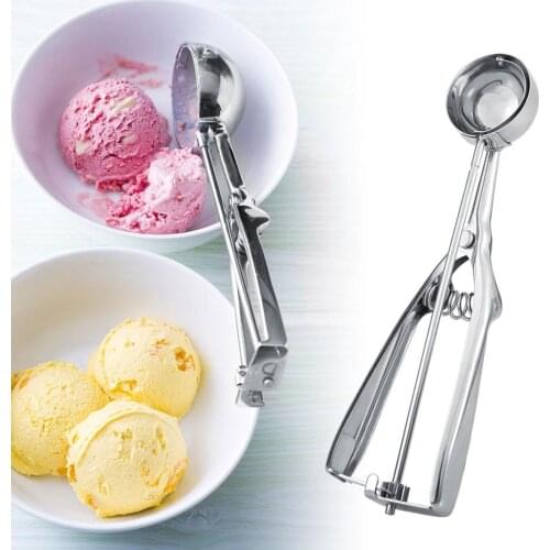 Stainless Steel Ice Cream Scoop Metal Icecream Cookie Scoop Mashed Potatoes Spoon Non-stick Ice Cream Digger Melon Ice Machine