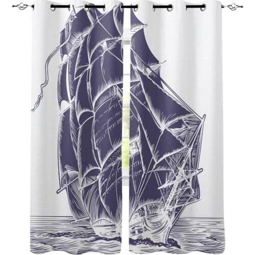 Modern Pirate Ship Window Curtain Bedroom Kitchen Living Room Decoration Items Window Curtains for Living Room