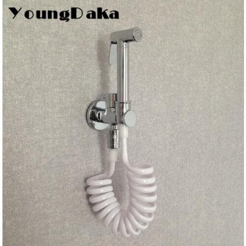 Modern Chrome Finish Toilet Bidet Faucet Bathroom Stainless steel Shower Spray Set with Hose & Holder .Health Cleaning Bidets