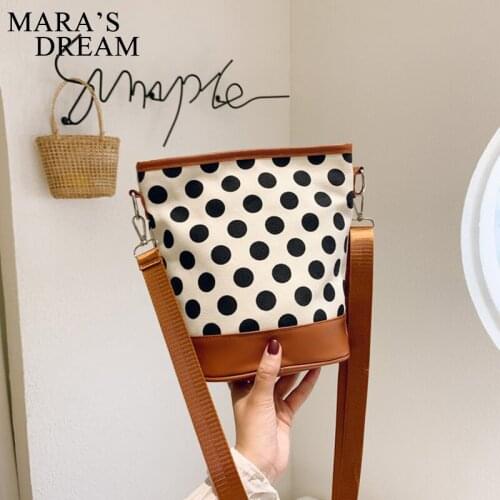 Maras Dream Women Wave point Messenger Bag Casual Shoulder Bag Retro Canvas Stitching Bag Cute Mini Phone Bag All-Match Purse