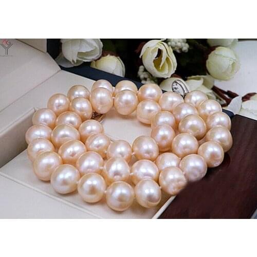Wedding Women Jewelry Necklace 11mm Bright Pink Pearl Choker Necklace Natural Freshwater Pearl