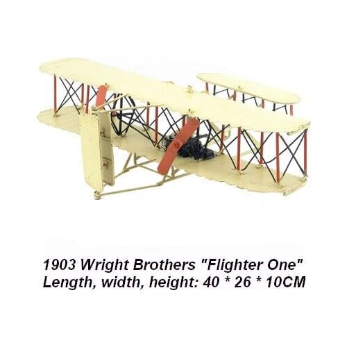 Vintage wrought iron airplane model 1903 Wright brothers flying one antique metal crafts ornaments Birthday present, gift