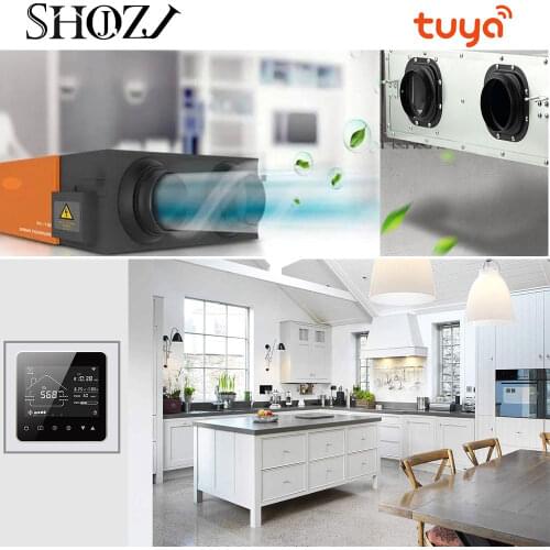 WIFI Tuya Indoor CO2 Monitor Modbus RS485 PM10 VOC Smart Ventilator Controller Valve Switch for Office Building Fresh Air System