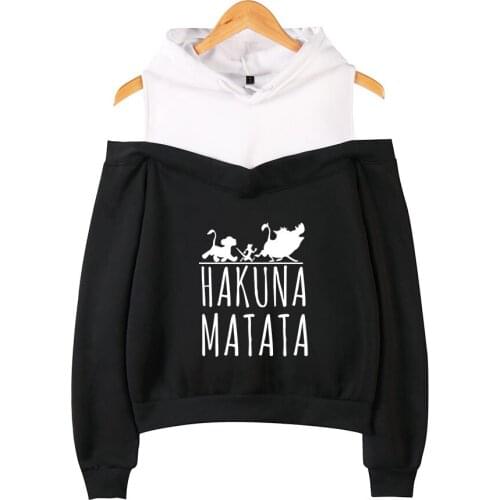 The Lion King Simba Off Shoulder Hoodies Women Harajuku Japanese Hakuna Matata Printed Hoodie Streetwear Fashion Sweatshirt Coat