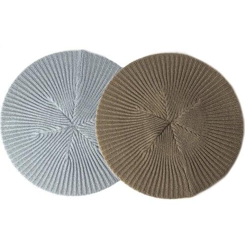 Girls Feminina Beret French Style Solid Casual Hat Knitted Vintage Female Berets Womens Literary Caps Autumn Street Outdoor