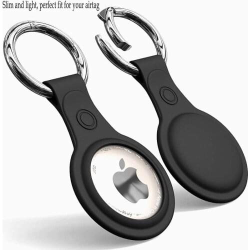 Hard Leather Case Cover For Apple Airtag Protective Sleeve Tracker Location Protector For Airtags Keychain Ring Anti-lost Cases