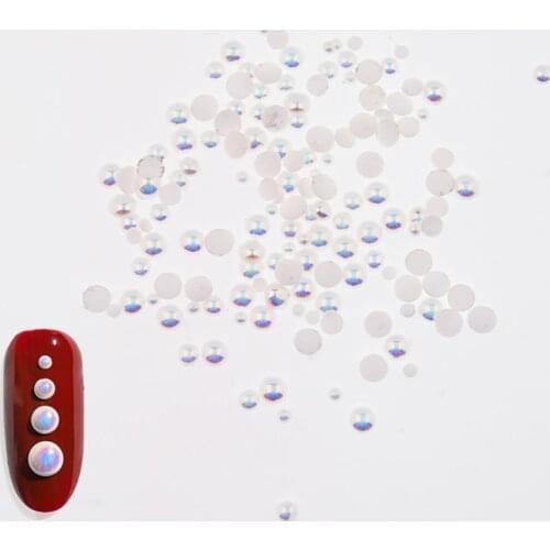 200pcs/Pack Mermaid Pearl 4 Size2,3,4,5mm Flat Back AB Pearl Bead Craft Half Pearl 3D AB Gems Acrylic Nail Art Decoration Jhd-27