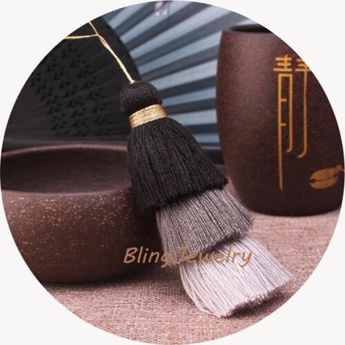 22 Colors Three Tier Jewelry Tassels Pendant Triple Cotton Tassel Ombre Tiered Earrings Tassels Layered Tassels T17062802