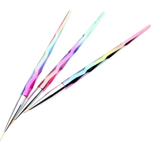 3 Pieces Professional Nail Art Brush Fine Detail Painting Pen for False Nails UV Gel Polish with 5,8,10 mm Brush Hair