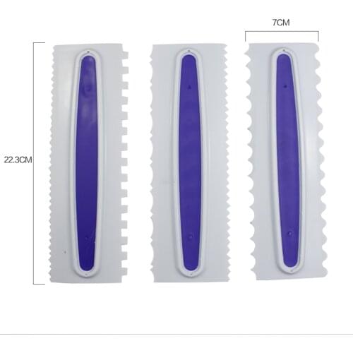 3pcs Purple Pastry Icing Comb Set Plastic Fondant Spatulas Gift Scraper Baking Decorating Tool Gift Kitchen Bakeware Tool 52127