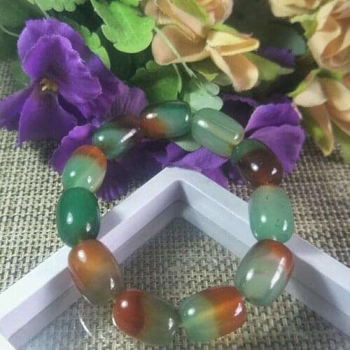 Natural Colour Agate Bucket Beads Jade Bracelet Jewellery Lucky Exorcise Evil Spirits Auspicious Amulet Fine Jade Jewelry