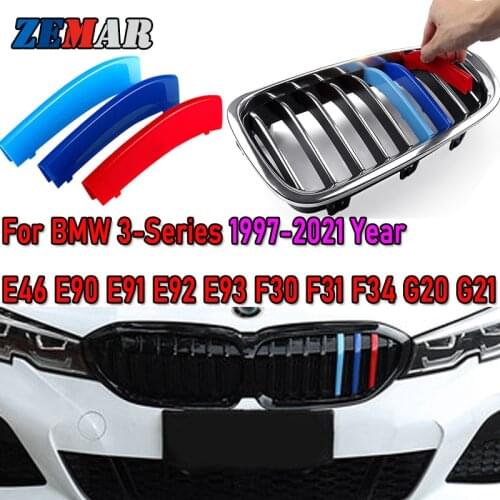 3-Series Car Front Racing Grille Strip Trim Clip for BMW E90 E91 E92 E93 F30 F31 F34 G20 G21 E46 Coupe Sedan Tuning Accessories