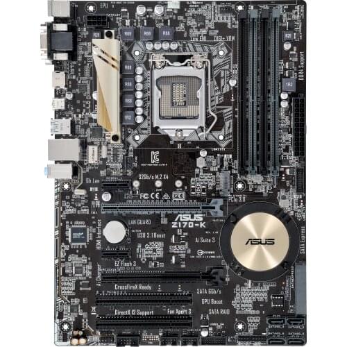 Used,Asus Z170-K Desktop Motherboard Z170 Socket LGA 1151 i7 i5 i3 DDR4 32G SATA3 USB3.0 ATX motherboard