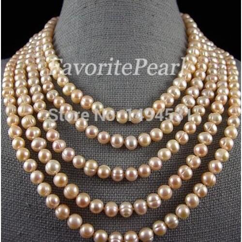 Free Shipping - 100-Inch 9-10mm Pink Color Natural Freshwater Pearl Necklace Long Pearl Jewelry Fashhion Ladys Jewelry