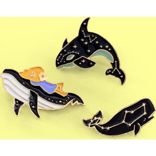 Cartoon Whale Dolphin kid Shark Brooch Pins Animal Fish Enamel pin Badges For women kids Lapel fashion jewelry Spille Bijoux