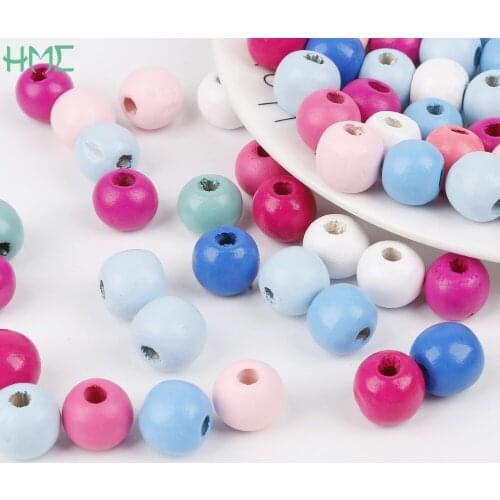 6/8/10/12/14mm Mixed Color Natural Wooden Spacer Beads for Jewelry Making DIY Baby Pacifier Clip DIY Necklace Craft Kids Toys