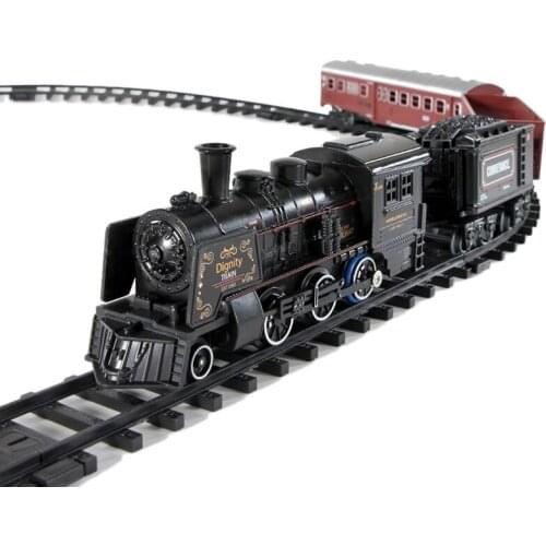 Kids Simulation Steam Train Electric Train Toy Set Alloy Train Spray Track DIY Toy with Sound and Light Railway Set
