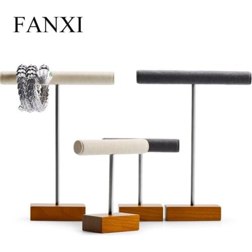 Oirlv New White Black Solid Wood Jewelry Display T-Shape Watch Necklace Bracelet Display Jewelry Storage Organizer Display Props