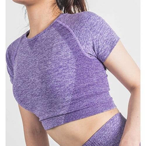FITTOO Solid Color Seamless Yoga Shirt Women Fitness Short Sleeve Crop Top Workout Tops Gym Clothes Sportswear Running T-shirts