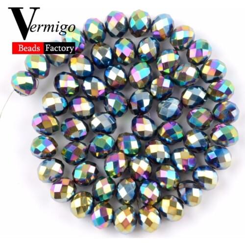 Faceted Austrian Crystal Rondelle Glass Loose Beads Multicolor Plated AB Ball Beads For Needlework Diy Jewelry Making Wholesale