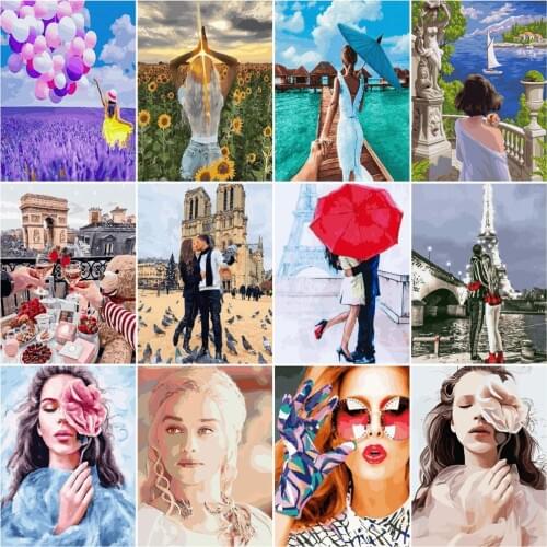 HUACAN Coloring By Number Girl Drawing On Canvas HandPainted Painting Art Gift DIY Pictures By Number Portrait Kits Home Decor