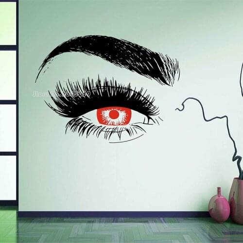 Classic Red Eye Blue Eye Design Eyelashes Wall Decal Lashes Eyebrows Vinyl Wall Sticker Beauty Salon Girl Room Wall Decor LC138A