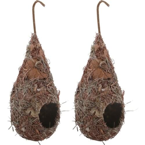 2Pcs Birds Cages Garden Ornament Artificial Bird Nest Straw Bird Nest Woven Bird House For All kinds of Birds