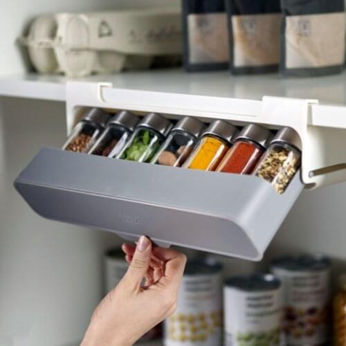 Kitchen Seasoning Bottle Seasoning Box Hanging Condiment Jar Rack Bottle Storage Rack Household Non-Perforated Spices Rack