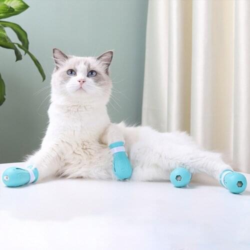 Cat Bath Shoes Claw Care Soft Silicone Anti-Scratch Adjustable Pet Kitten Boots Bath Washing Paw Cover Protector Cat Accessories