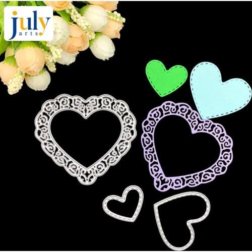 Julyarts Heart Shape Metal Cutting Dies Lace Edges Shape Frame Border Dies for Scrapbooking Gift Card Album Making DIY Craft Die