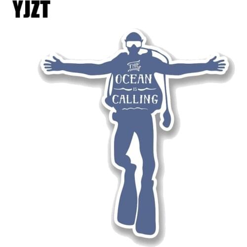 YJZT 13.9CM*15.2CM Scuba Diver Decal Fun Diving PVC Motorcycle Car Sticker 11-00744