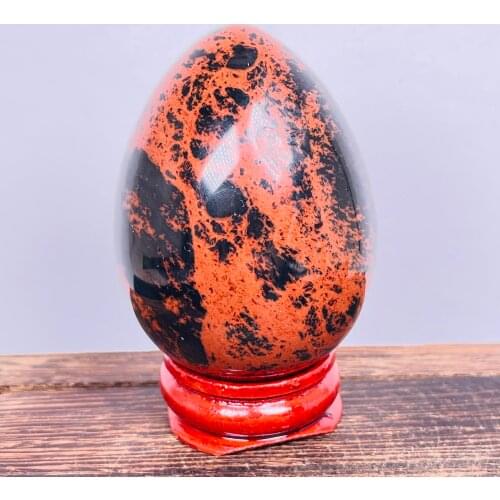 Natural Red Obsidian Crystal Egg Collection Reiki Healing+Base