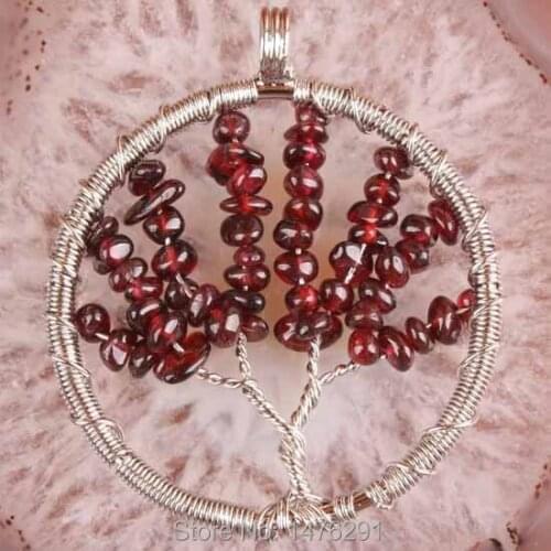 NEW Handmade Wire Chip Garnet Pendant