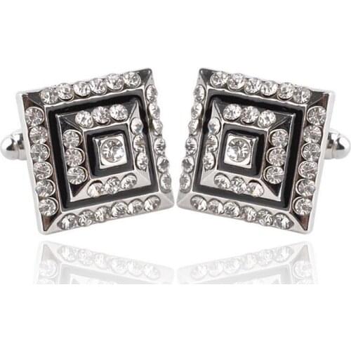 One pair popular 1.9cm alloy with rhinestone crystal mens fashion French style cuff links xyc145