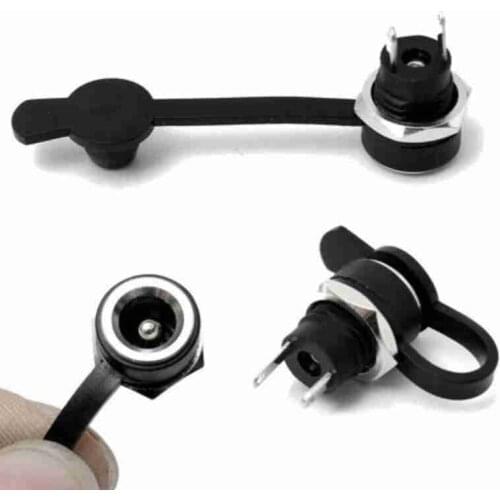 Panel Mount DC Socket Power Pin Female Jack Male Plug Jacks Socket Adapter With Waterproof Dust Cover Panel Mount Connector